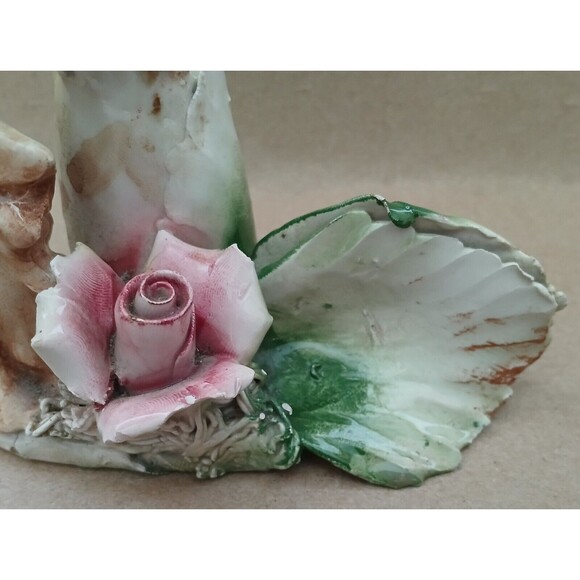 Vintage Capodimonte Porcelain Candle Holder Made in Italy Bird & Flower RARE - Picture 3 of 12